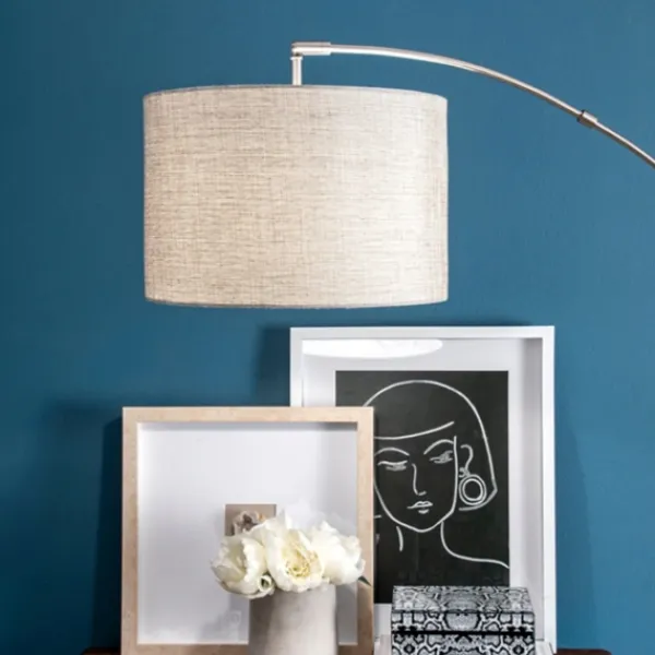 Floor Lamps-Kirkland's Home Curved Floor Lamp With Marble Base Silver