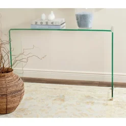 Console Tables-Kirkland's Home Curved Glass Console Table Clear