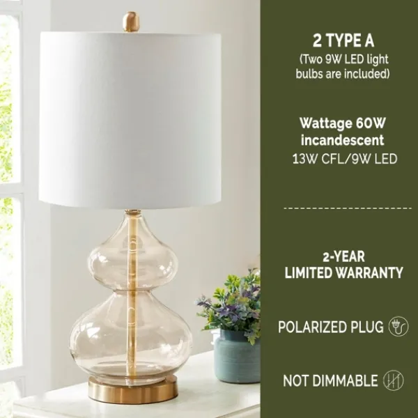 Table Lamps-Kirkland's Home Curved Gray Glass Table Lamps, Set Of 2 White