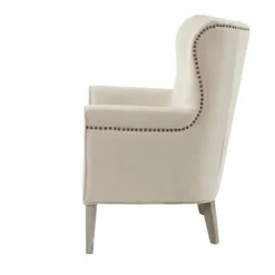 Accent Chairs-Kirkland's Home Curved Wingback Accent Chair Ivory