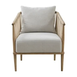 Accent Chairs-Kirkland's Home Curved Wood And Jute Rope Accent Chair Gray