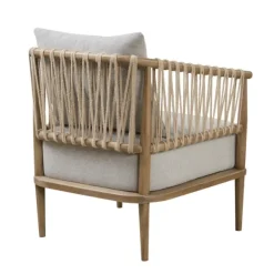 Accent Chairs-Kirkland's Home Curved Wood And Jute Rope Accent Chair Gray