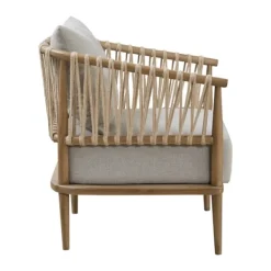 Accent Chairs-Kirkland's Home Curved Wood And Jute Rope Accent Chair Gray