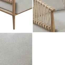 Accent Chairs-Kirkland's Home Curved Wood And Jute Rope Accent Chair Gray