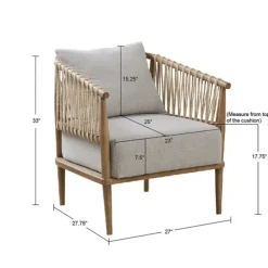 Accent Chairs-Kirkland's Home Curved Wood And Jute Rope Accent Chair Gray