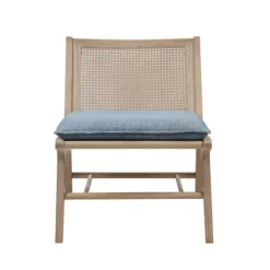 Accent Chairs-Kirkland's Home Cushion Ash Cane Back Accent Chair Blue