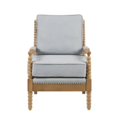 Accent Chairs-Kirkland's Home Cushion Beaded Wood Frame Accent Chair Blue