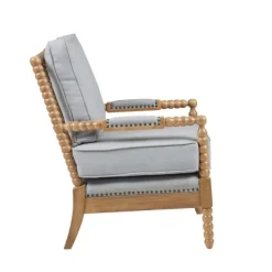 Accent Chairs-Kirkland's Home Cushion Beaded Wood Frame Accent Chair Blue