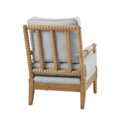 Accent Chairs-Kirkland's Home Cushion Beaded Wood Frame Accent Chair Blue