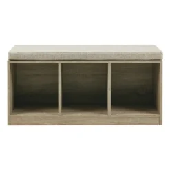 Benches & Ottomans-Kirkland's Home Cushioned Open Cubby Storage Bench Gray