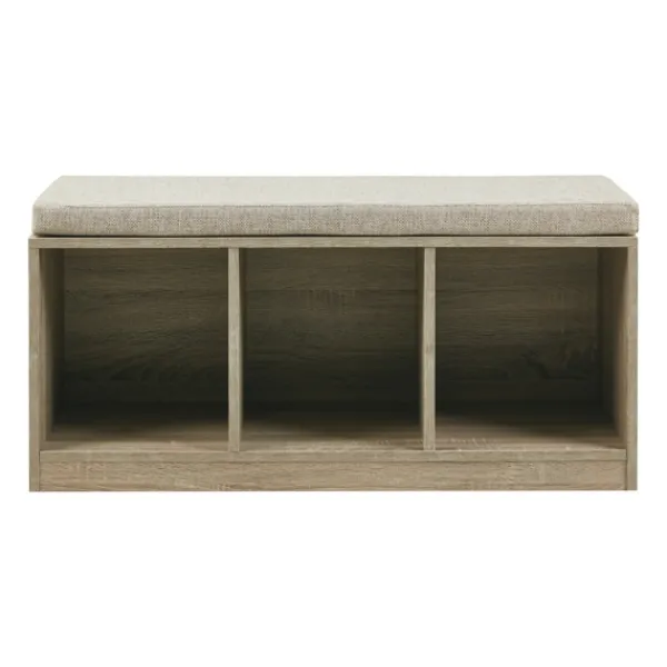Benches & Ottomans-Kirkland's Home Cushioned Open Cubby Storage Bench Gray
