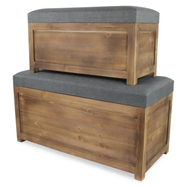 Benches & Ottomans-Kirkland's Home Cushioned Storage Benches, Set Of 2 Gray