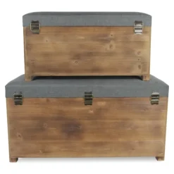 Benches & Ottomans-Kirkland's Home Cushioned Storage Benches, Set Of 2 Gray