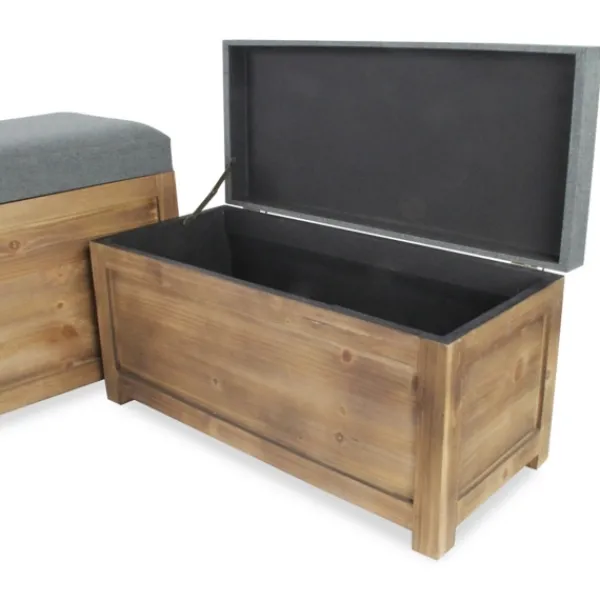 Benches & Ottomans-Kirkland's Home Cushioned Storage Benches, Set Of 2 Gray
