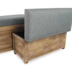 Benches & Ottomans-Kirkland's Home Cushioned Storage Benches, Set Of 2 Gray