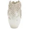 Vases-Kirkland's Home 3D Floral Cream Ceramic Vase White