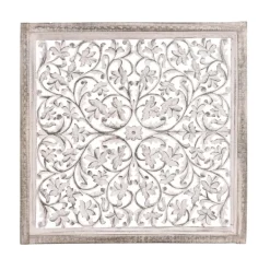 Wall Plaques-Kirkland's Home Daisy Distressed Carved Wall Plaque White