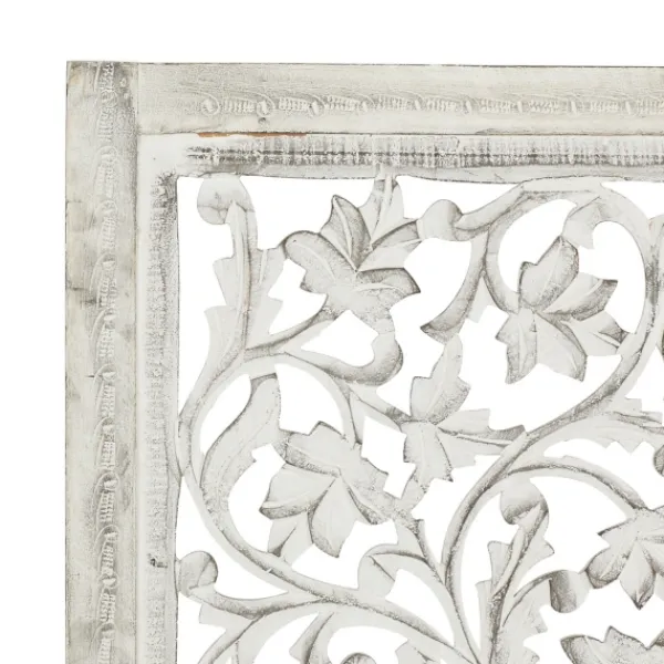 Wall Plaques-Kirkland's Home Daisy Distressed Carved Wall Plaque White