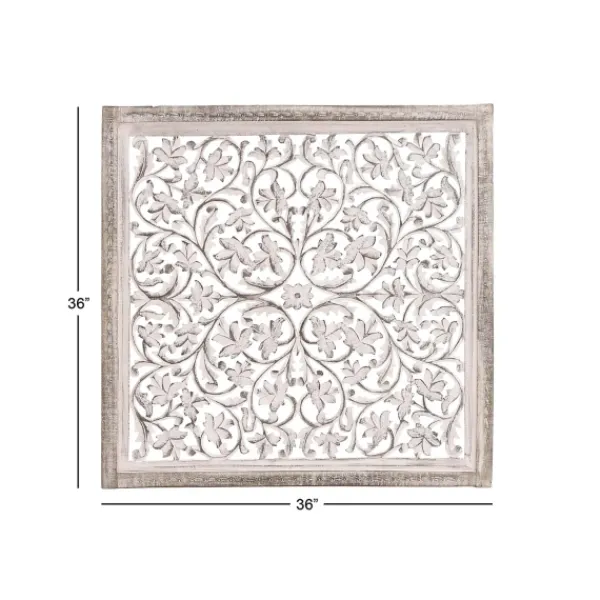 Wall Plaques-Kirkland's Home Daisy Distressed Carved Wall Plaque White