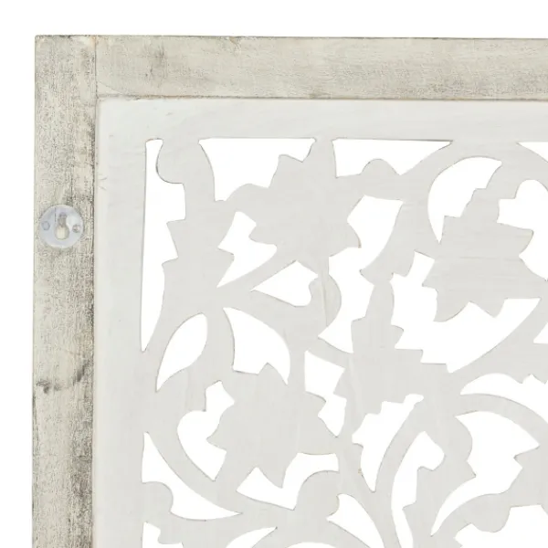 Wall Plaques-Kirkland's Home Daisy Distressed Carved Wall Plaque White