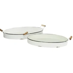 Decorative Trays-Kirkland's Home Daisy Farmhouse 2-Pc. Decorative Tray Set White