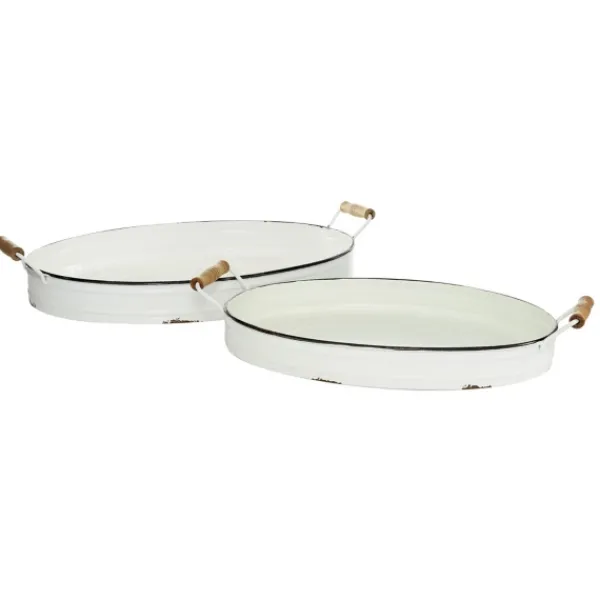 Decorative Trays-Kirkland's Home Daisy Farmhouse 2-Pc. Decorative Tray Set White