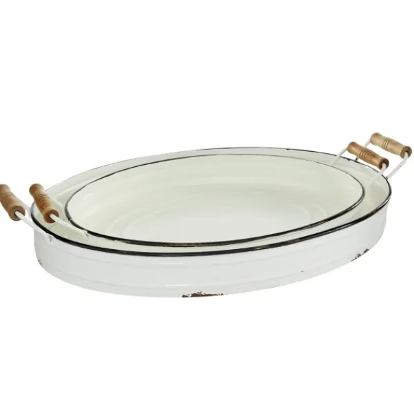 Decorative Trays-Kirkland's Home Daisy Farmhouse 2-Pc. Decorative Tray Set White