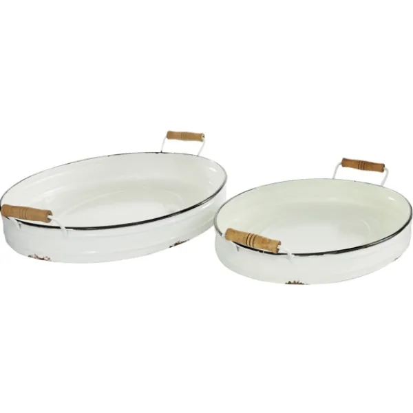 Decorative Trays-Kirkland's Home Daisy Farmhouse 2-Pc. Decorative Tray Set White