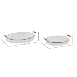 Decorative Trays-Kirkland's Home Daisy Farmhouse 2-Pc. Decorative Tray Set White