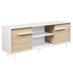 Tv Stands & Media Consoles-Kirkland's Home Daisy Oak Wood Open Storage Tv Stand White