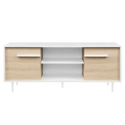 Tv Stands & Media Consoles-Kirkland's Home Daisy Oak Wood Open Storage Tv Stand White