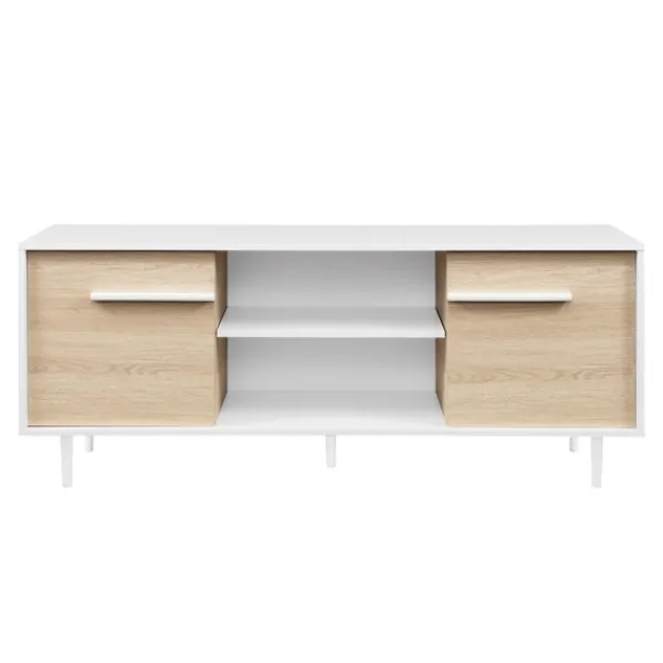 Tv Stands & Media Consoles-Kirkland's Home Daisy Oak Wood Open Storage Tv Stand White