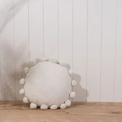 Pillows-Kirkland's Home Daisy Soft Poms Round Throw Pillow White
