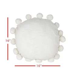 Pillows-Kirkland's Home Daisy Soft Poms Round Throw Pillow White
