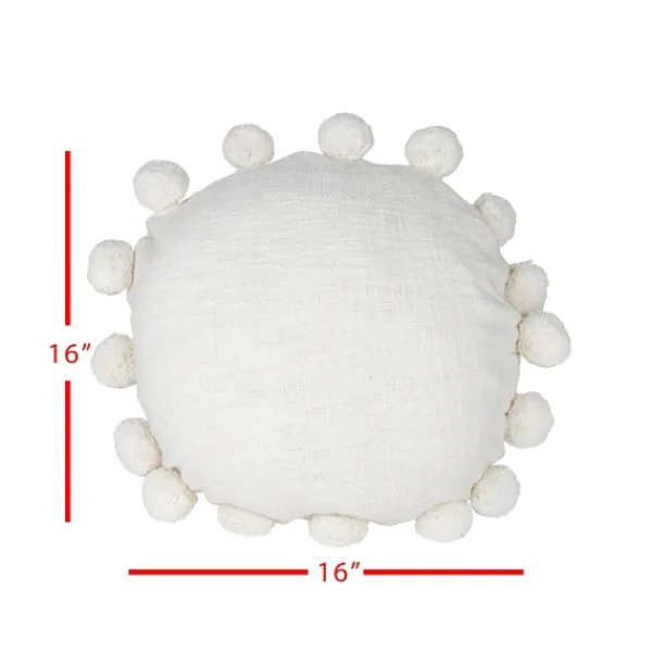 Pillows-Kirkland's Home Daisy Soft Poms Round Throw Pillow White