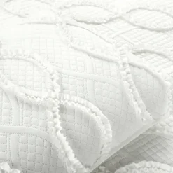 Quilts-Kirkland's Home Daisy Trellis Ruffles 3-Pc. Queen Quilt Set White
