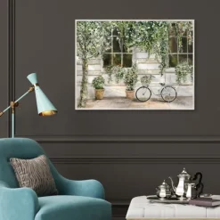 Framed Art-Kirkland's Home Dans La Ville Framed Canvas Art Print Green/White