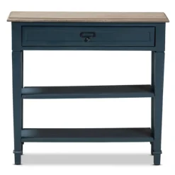 Console Tables-Kirkland's Home Daphne Blue Bayur Wood Two-Shelf Console Table