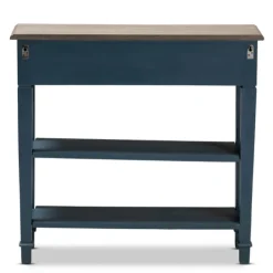 Console Tables-Kirkland's Home Daphne Blue Bayur Wood Two-Shelf Console Table