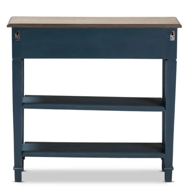 Console Tables-Kirkland's Home Daphne Blue Bayur Wood Two-Shelf Console Table