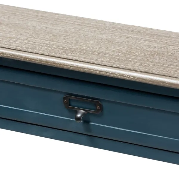 Console Tables-Kirkland's Home Daphne Blue Bayur Wood Two-Shelf Console Table
