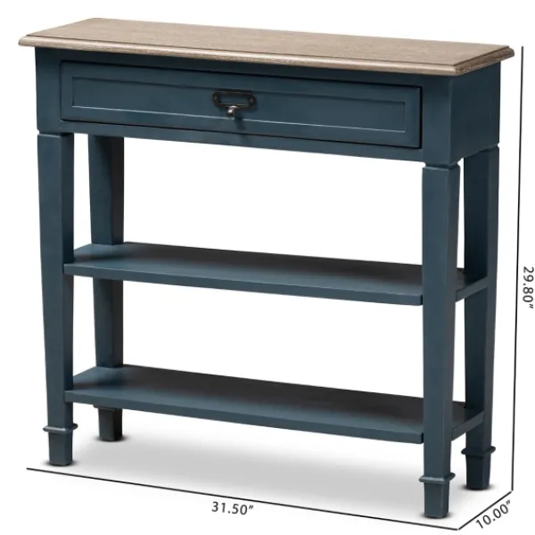 Console Tables-Kirkland's Home Daphne Blue Bayur Wood Two-Shelf Console Table