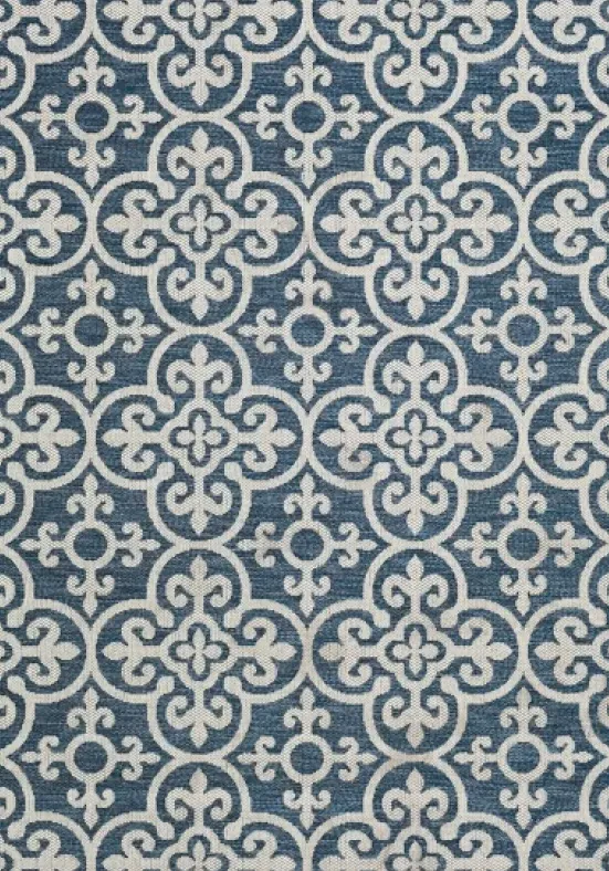 Outdoor Rugs-Kirkland's Home Darcie Blue Geometric Outdoor Rug, 5X8 Blue/Gray