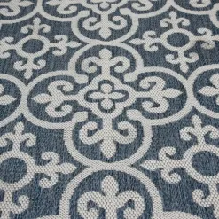 Outdoor Rugs-Kirkland's Home Darcie Blue Geometric Outdoor Rug, 5X8 Blue/Gray