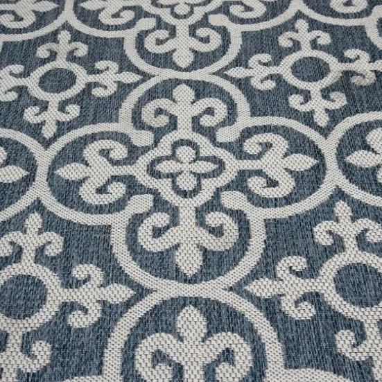 Outdoor Rugs-Kirkland's Home Darcie Blue Geometric Outdoor Rug, 5X8 Blue/Gray