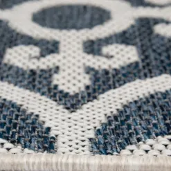 Outdoor Rugs-Kirkland's Home Darcie Blue Geometric Outdoor Rug, 5X8 Blue/Gray
