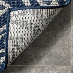 Outdoor Rugs-Kirkland's Home Darcie Blue Geometric Outdoor Rug, 5X8 Blue/Gray