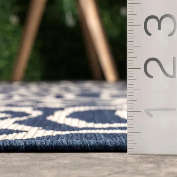 Outdoor Rugs-Kirkland's Home Darcie Blue Geometric Outdoor Rug, 5X8 Blue/Gray