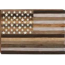 Wall Plaques-Kirkland's Home Dark American Flag Wooden Wall Sculpture Brown