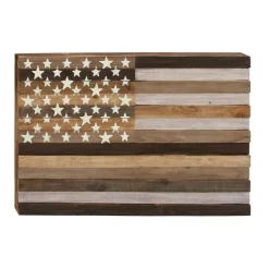 Wall Plaques-Kirkland's Home Dark American Flag Wooden Wall Sculpture Brown